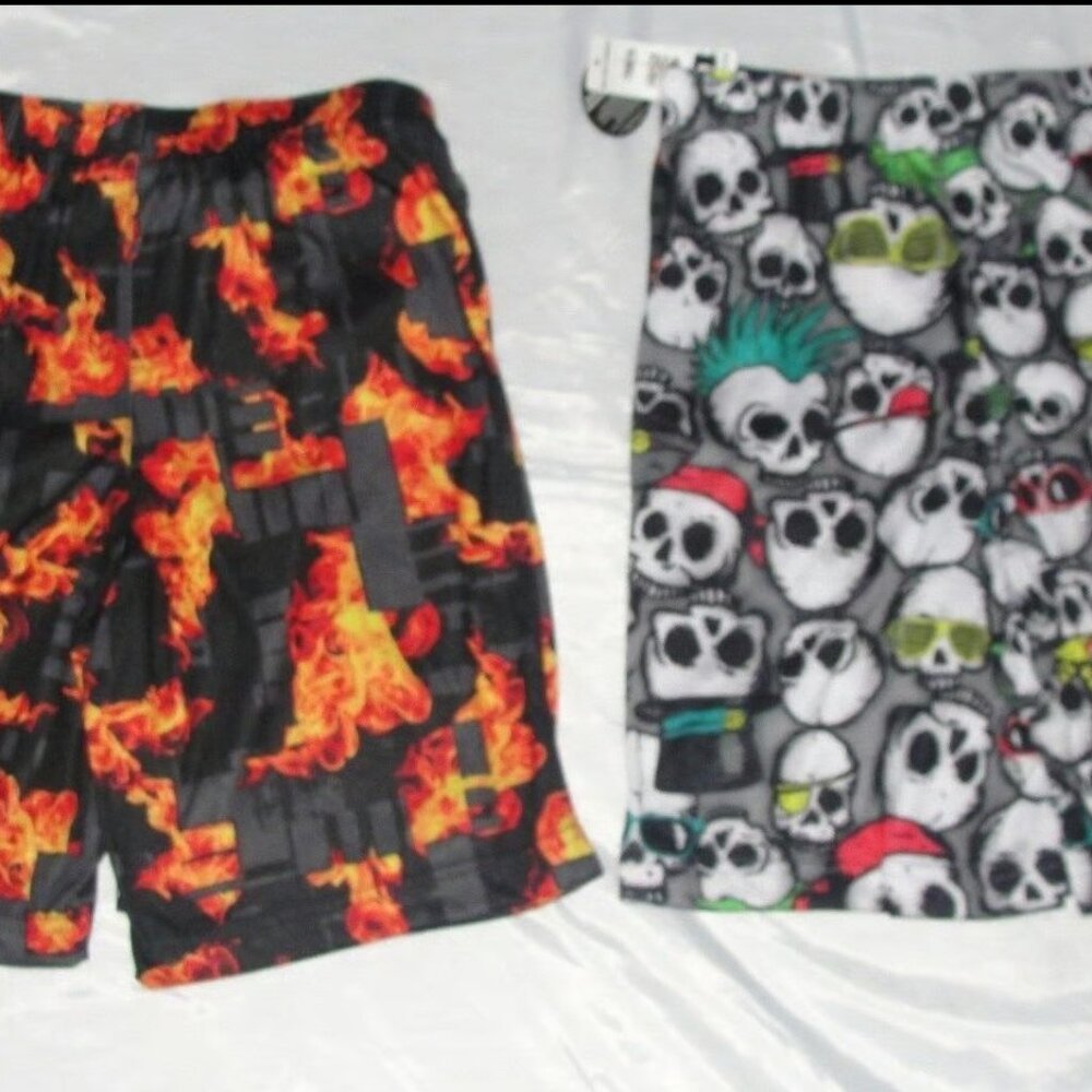 Joe Boxer two pair Size 8 set sleepwear pajama shorts skulls meteorite - Picture 3 of 4
